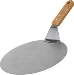 Nonna Pelle à Pizza Inox Ø25,5 - Spatule à Pizza Ronde Pour BBQ Ou Four Avec Manche En Bois - Longueur: 43 Cm