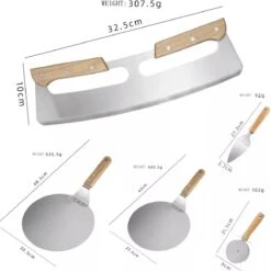 Bymouna - Set - Pelle à Pizza - 30,5 CM Et 25,5 CM - Inox/Bois De Chêne - Coupe-pâte - Couteau à Pizza - Coupe-pizza - Spatule - Wiegemes -Cutter -Grill Feu Maison 1198x1200 22