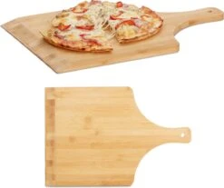 Relaxdays 2x Pelle à Pizza 45 Cm Large - Bambou - Spatule à Pizza - Pelle à Pain - Planche à Pizza Bois