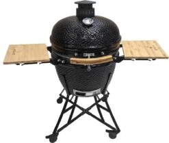 Série Evolve Econ - Barbecue Kamado 24" / 61 CM / XXL - Avec étagères De Table En Bois - Accessoires Gratuits Inclus - Parois En Céramique - Forme D'œuf - Chaleur Directe + Chaleur Indirecte - Ventilation Professionnelle - Thermomètre Intelligent