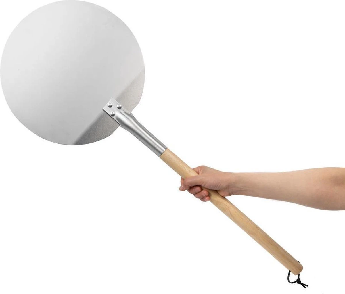 Pelle à Pizza Decopatent® - Pelle à Pizza Ronde Avec Manche Long En Bois (80cm) - Spatule à Pizza Bois / Acier Inoxydable Métal - ROND 3 Pelle à Pizza Decopatent® - Pelle à Pizza Ronde Avec Manche Long En Bois (80cm) - Spatule à Pizza Bois / Acier Inoxydable Métal - ROND – Image 3