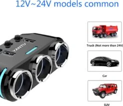 Répartiteur D'allume-cigare Yantu Avec éclairage LED 12V/24V - 3x Entrée Allume-cigare - 2x USB -Grill Feu Maison 1200x1029 4