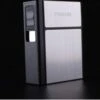 Boîte Porte-cigarettes Avec Briquet USB Rechargeable électronique, Sans Flamme, Coupe-vent, Couleur Argent, Pour 20 Cigarettes
