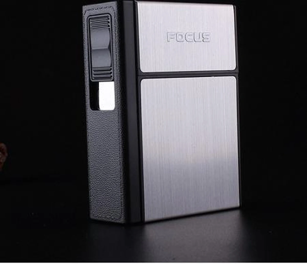 Boîte Porte-cigarettes Avec Briquet USB Rechargeable électronique, Sans Flamme, Coupe-vent, Couleur Argent, Pour 20 Cigarettes 1 Boîte Porte-cigarettes Avec Briquet USB Rechargeable électronique, Sans Flamme, Coupe-vent, Couleur Argent, Pour 20 Cigarettes