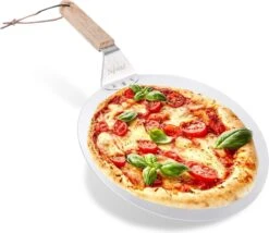 Pelle à Pizza Ronde En Acier Inoxydable Pour BBQ Et Four - Manche En Bois - Spatule à Pizza - Pelle à Pizza - Pelle à Gâteau - Spatule