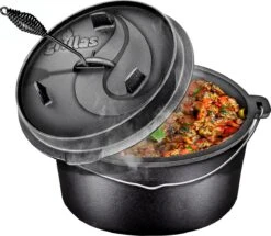 Grillas Coazy 4.2L | Four Néerlandais | Poêle à BBQ En Fonte Avec Couvercle | Barbecue Petromax | Poêle à Frire |