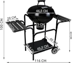Borvat® | Barbecue Au Charbon De Bois | Gril De Jardin Gril à Charbon De Bois Gril Rond Avec Couvercle | BBQ Avec Table D'appoint | Fête De Camping En Plein Air | Barbecue à Charbon Mobile | Diamètre 46,5cm | ACIER INOXYDABLE | Noir -Grill Feu Maison 1200x1056 1