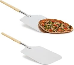 Relaxdays 2x Pelle à Pizza XL - Métal - Spatule à Pizza - Pelle à Pain - Manche - Rectangulaire