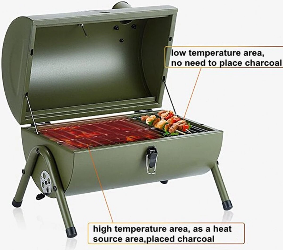 Barbecue à Charbon De Bois - Forme Cylindrique - BBQ D'été - BBQ De Jardin Extérieur Portable Pour 2 à 4 Personnes Camping Pique-nique Viande Savoureuse 7 Barbecue à Charbon De Bois - Forme Cylindrique - BBQ D'été - BBQ De Jardin Extérieur Portable Pour 2 à 4 Personnes Camping Pique-nique Viande Savoureuse – Image 7