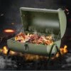 Barbecue à Charbon De Bois - Forme Cylindrique - BBQ D'été - BBQ De Jardin Extérieur Portable Pour 2 à 4 Personnes Camping Pique-nique Viande Savoureuse