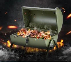 Barbecue à Charbon De Bois - Forme Cylindrique - BBQ D'été - BBQ De Jardin Extérieur Portable Pour 2 à 4 Personnes Camping Pique-nique Viande Savoureuse