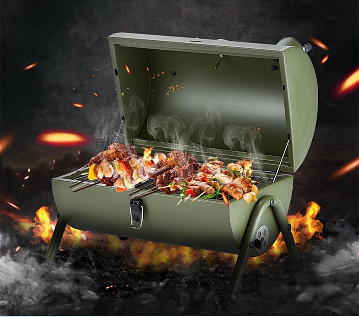 Barbecue à Charbon De Bois - Forme Cylindrique - BBQ D'été - BBQ De Jardin Extérieur Portable Pour 2 à 4 Personnes Camping Pique-nique Viande Savoureuse 1 Barbecue à Charbon De Bois - Forme Cylindrique - BBQ D'été - BBQ De Jardin Extérieur Portable Pour 2 à 4 Personnes Camping Pique-nique Viande Savoureuse