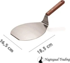 Pelle à Pizza En Acier Inoxydable Manche En Bois Rond - Serveur à Gâteau - Spatule à Pizza Spatule à Crêpes BBQ - 33 X 16,5 Cm