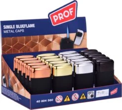 Prof - Briquets - Blauw Unique Flamme - "Capsule Métal Color Design " - 20 Pièces - Briquet - Briquet - Blueflame.