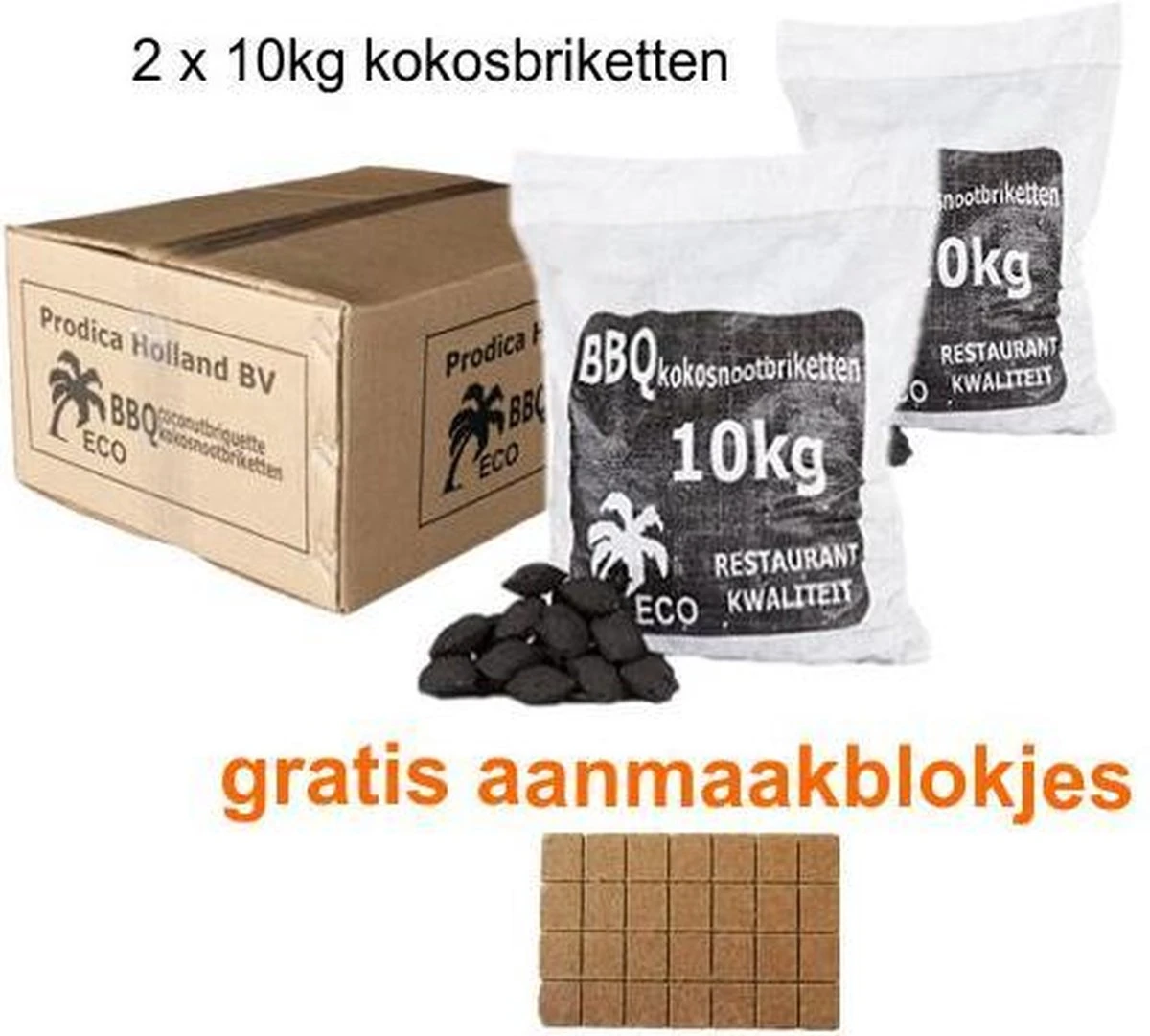 Briquettes De Noix De Coco 2x10kg + Allume-feu Gratuits / Briquettes De Noix De Coco / Briquettes De Noix De Coco Prodica Holland 4 Briquettes De Noix De Coco 2x10kg + Allume-feu Gratuits / Briquettes De Noix De Coco / Briquettes De Noix De Coco Prodica Holland – Image 4