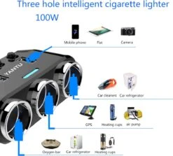 Répartiteur D'allume-cigare Yantu Avec éclairage LED 12V/24V - 3x Entrée Allume-cigare - 2x USB -Grill Feu Maison 1200x1083 3