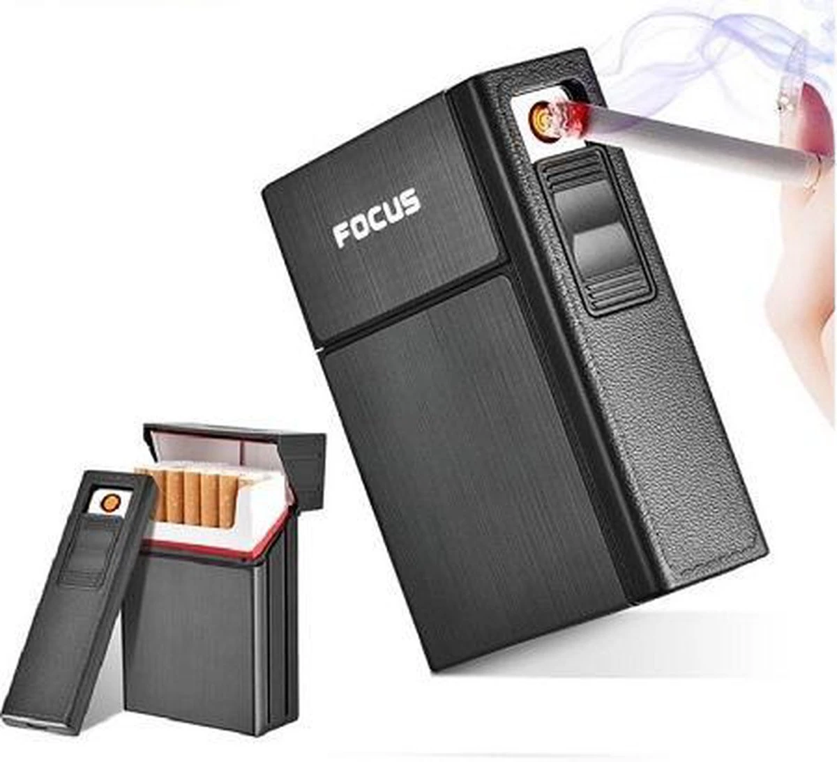 Boîte Porte-cigarettes Avec Briquet USB Rechargeable électronique, Sans Flamme, Coupe-vent, Couleur Argent, Pour 20 Cigarettes 6 Boîte Porte-cigarettes Avec Briquet USB Rechargeable électronique, Sans Flamme, Coupe-vent, Couleur Argent, Pour 20 Cigarettes – Image 6