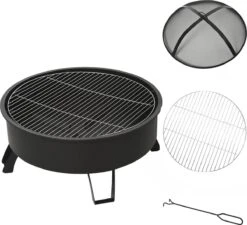 Bol à Feu D'extérieur Outsunny Avec Grille De Cuisson Avec Couvercle Feu Poker Jardin Feu De Camp Patio 842-177 -Grill Feu Maison 1200x1095 1