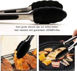 Set De 3 Pinces De Cuisine De Premium Supérieure - Pinces Pour Barbecue De Cuisine - Avec Deux Brosses En Silicone - Cuisson - BBQ - Salade, Gâteau, Crème Glacée, Four - (3x Pinces + 2 Brosses) -Grill Feu Maison 1200x1098 2