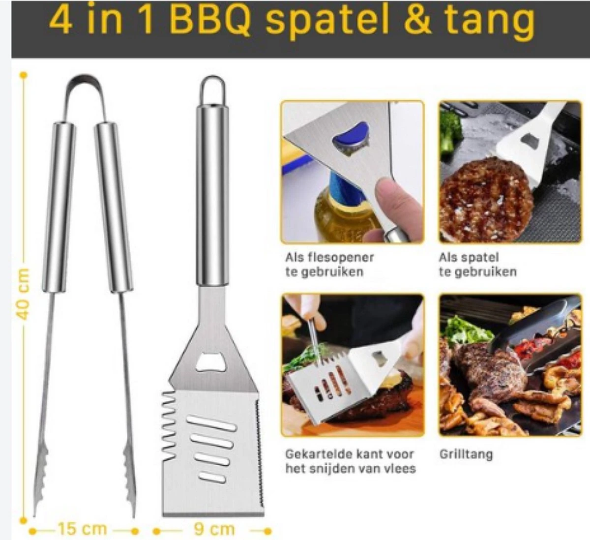 Beautiful BBQ Set Inox Long BBQ Pinces - Fourchette - Pinces à Viande - Top Produit 3 Beautiful BBQ Set Inox Long BBQ Pinces - Fourchette - Pinces à Viande - Top Produit – Image 3