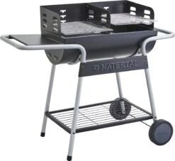 NATERIAL - Barbecue à Charbon ICARUS ALPHA II - 10 Personnes - H.93,5 X L.110 X P.59 Cm - Acier Peint - Zwart - BBQ Angulaire Sans Couvercle