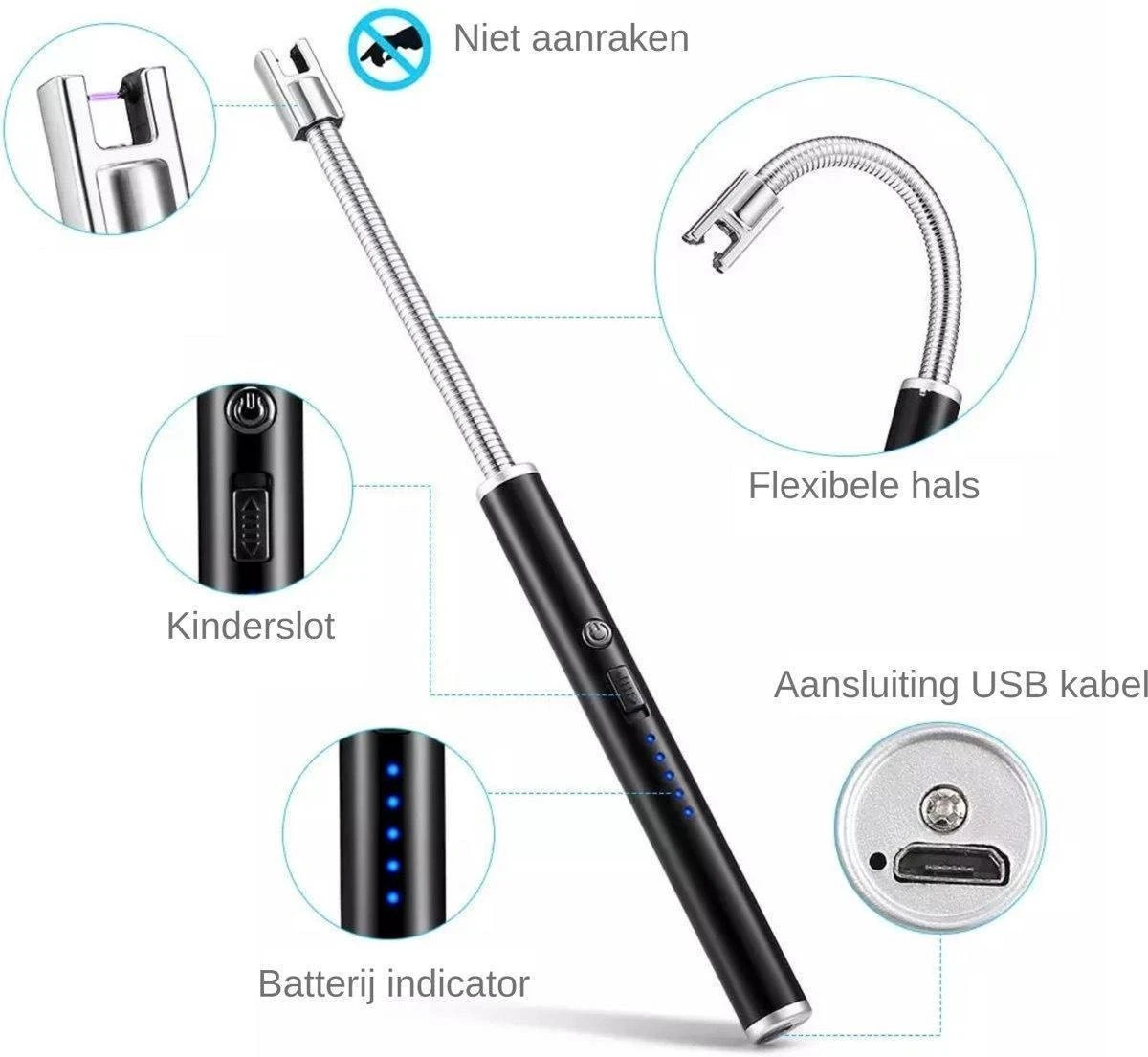 Briquet BBQ Rechargeable Avec Câble Usb - Briquet électrique De Cuisine - Briquet Flexible - Blauw 3 Briquet BBQ Rechargeable Avec Câble Usb - Briquet électrique De Cuisine - Briquet Flexible - Blauw – Image 3