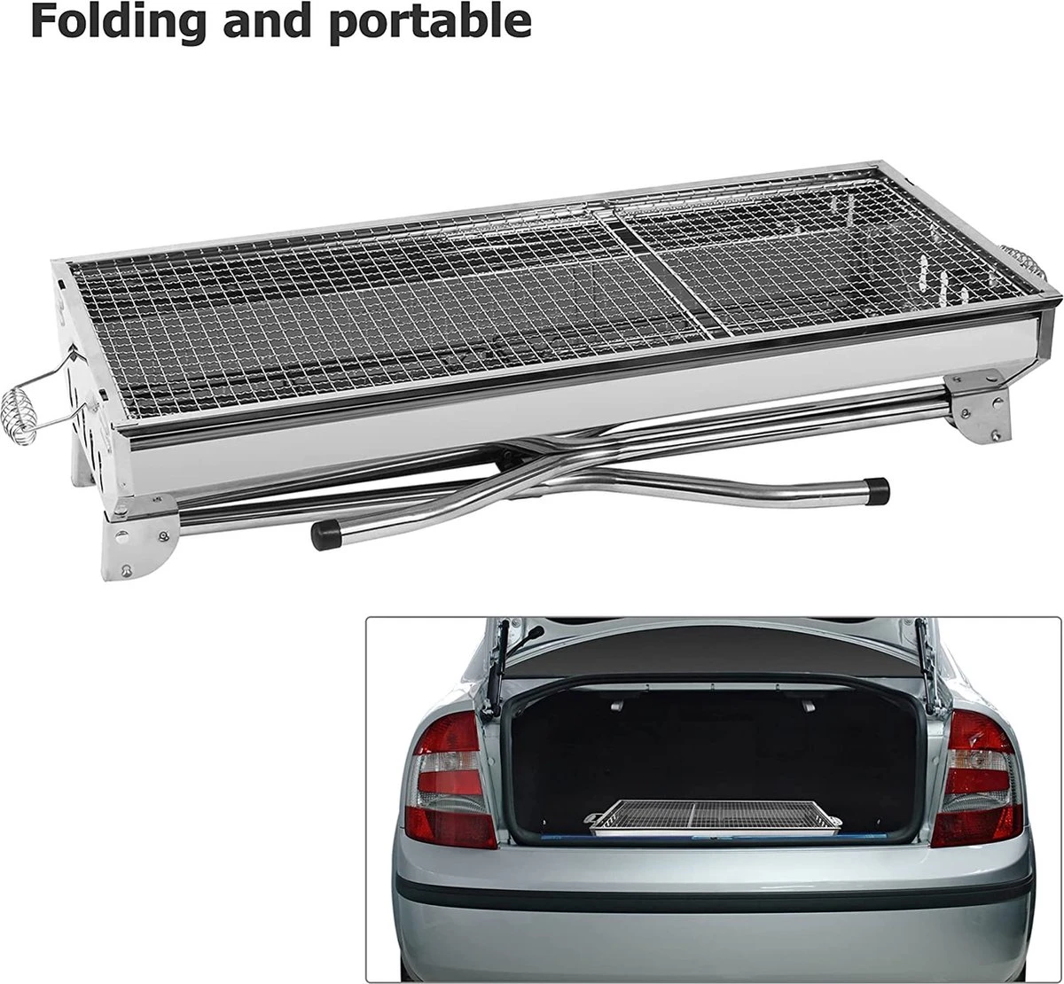 Gril De Carbone D'acier Inoxydable De Requin De Grand-mère, Gril Plein Air Pliable Portatif De Barbecue, Approprié à La Partie De BBQ De 5-10 Personnes 8 Gril De Carbone D'acier Inoxydable De Requin De Grand-mère, Gril Plein Air Pliable Portatif De Barbecue, Approprié à La Partie De BBQ De 5-10 Personnes – Image 8