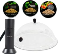 Smoking Gun Set - Smoke Gun - Cloche - 3 Saveurs Smoke Moth - Chêne, Citroen Et Pomme - Fumer à Froid - Fumeur D'aliments - Fumée à Froid - Dispositif De Fumage - Zwart Mat