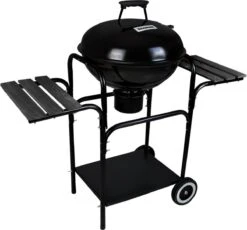 Borvat® | Barbecue Au Charbon De Bois | Gril De Jardin Gril à Charbon De Bois Gril Rond Avec Couvercle | BBQ Avec Table D'appoint | Fête De Camping En Plein Air | Barbecue à Charbon Mobile | Diamètre 46,5cm | ACIER INOXYDABLE | Noir -Grill Feu Maison 1200x1116