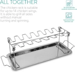 Grille D'ailes De Poulet Navaris Pour Le BBQ - Support De Cuisse De Poulet Avec égouttoir - Accessoire De Gril Et De Barbecue Pour 14 Pièces De Poulet - Acier Inoxydable 10 Grille D'ailes De Poulet Navaris Pour Le BBQ - Support De Cuisse De Poulet Avec égouttoir - Accessoire De Gril Et De Barbecue Pour 14 Pièces De Poulet - Acier Inoxydable -Grill Feu Maison 1200x1118 5