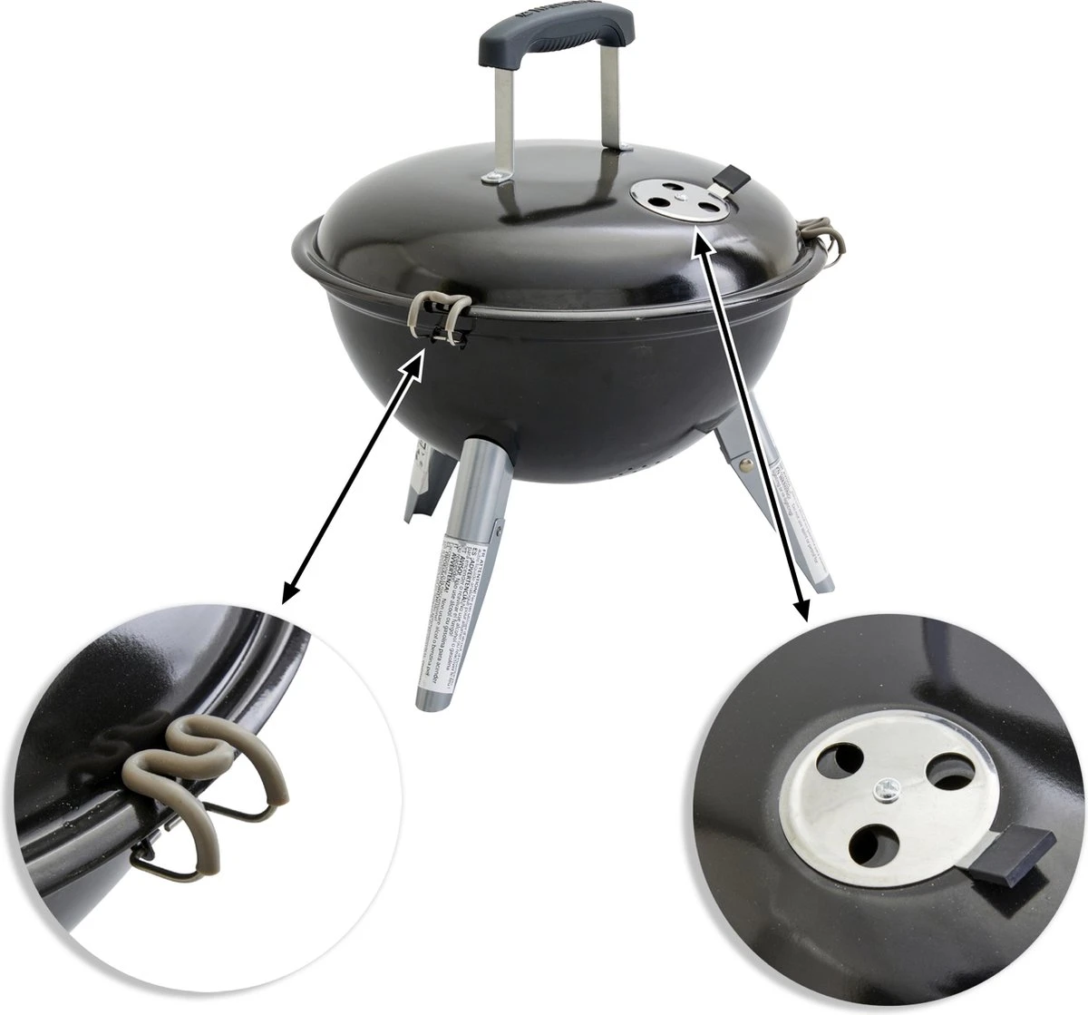 NATERIAL - Barbecue à Charbon Portable POENIX ALPHA II NOMAD - 4 Personnes - Ø37 Cm - H. 43,5 Cm - Acier émaillé - Zwart - Barbecue Pique-nique - Barbecue De Camping 5 NATERIAL - Barbecue à Charbon Portable POENIX ALPHA II NOMAD - 4 Personnes - Ø37 Cm - H. 43,5 Cm - Acier émaillé - Zwart - Barbecue Pique-nique - Barbecue De Camping – Image 5