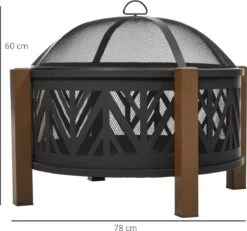 Outsunny Brasero Brasero Avec Grille De Protection Contre Les étincelles Barbecue De Jardin Noir + Marron 842-172 -Grill Feu Maison 1200x1121 1