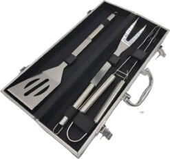 Ensemble D'outils De BBQ - Ensemble D'outils De Barbecue - Avec étui En Aluminium - 4 Pièces - Ensemble De BBQ En Acier Inoxydable -