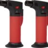 Briquet à Gaz - 2 X Brûleur à Gaz - Brûleur à Crême Brûlée - Multifonctionnel - Avec Pied - Flamme Réglable - Rechargeable - Ancien Et Nouveau - Briquet - Sécurité Enfant - 1x Rouge 1x Grijs
