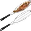 Pince à Poisson Barbecue Relaxdays - Lot De 2 - Pince à Barbecue - Pince à Gril - Acier Inoxydable Et Caoutchouc - Argent