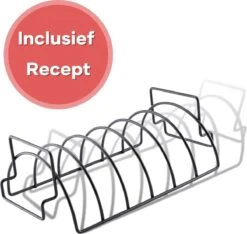 Support à Barbecue PROKING Sparerib – Accessoires De Vêtements Pour Bébé Pour BBQ – Y Compris Recette De Sparerib – Couche Antiadhésive – 35 X 19,5 X 11,5 CM