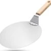 Pelle à Pizza Ronde Inox - Pour BBQ Ou Four - Manche En Bois - Diamètre ø25,5cm