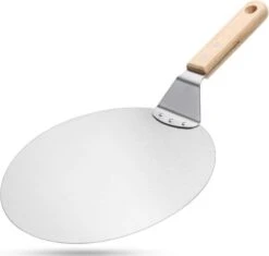 Pelle à Pizza Ronde Inox - Pour BBQ Ou Four - Manche En Bois - Diamètre ø25,5cm