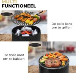 Ozocozy BBQ-ONE Barbecue De Table à Charbon - Ø30 Cm - Zwart - Incl. Sac De Transport, Brosse à Pâtisserie En Silicone Et Pince à Barbecue En Acier Inoxydable - Cadeau De La Vaderdag -Grill Feu Maison 1200x1146