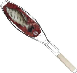 WiseGoods Premium Fish Grill Grille - Accessoires De Vêtements Pour Bébé BBQ - Grille De Barbecue - Barbecue - Grille De Barbecue En Fer - Avec Poignée 57 Cm