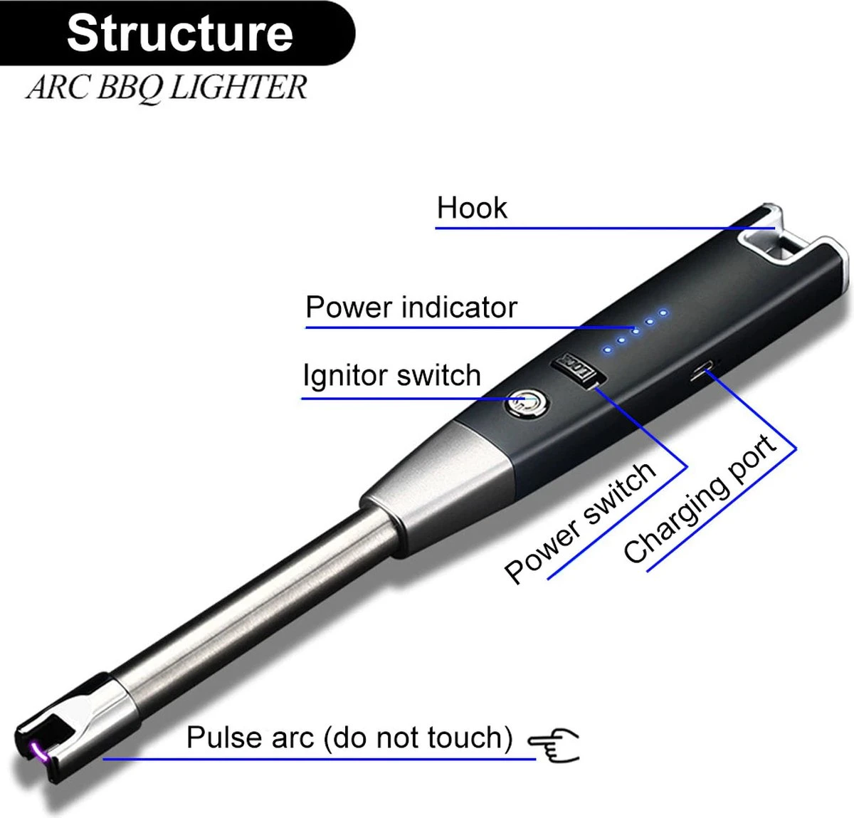 PLASMA - Briquet Plasma - Briquet Plasma USB Rechargeable - Briquet électrique - Briquet Arc - Wit 6 PLASMA - Briquet Plasma - Briquet Plasma USB Rechargeable - Briquet électrique - Briquet Arc - Wit – Image 6