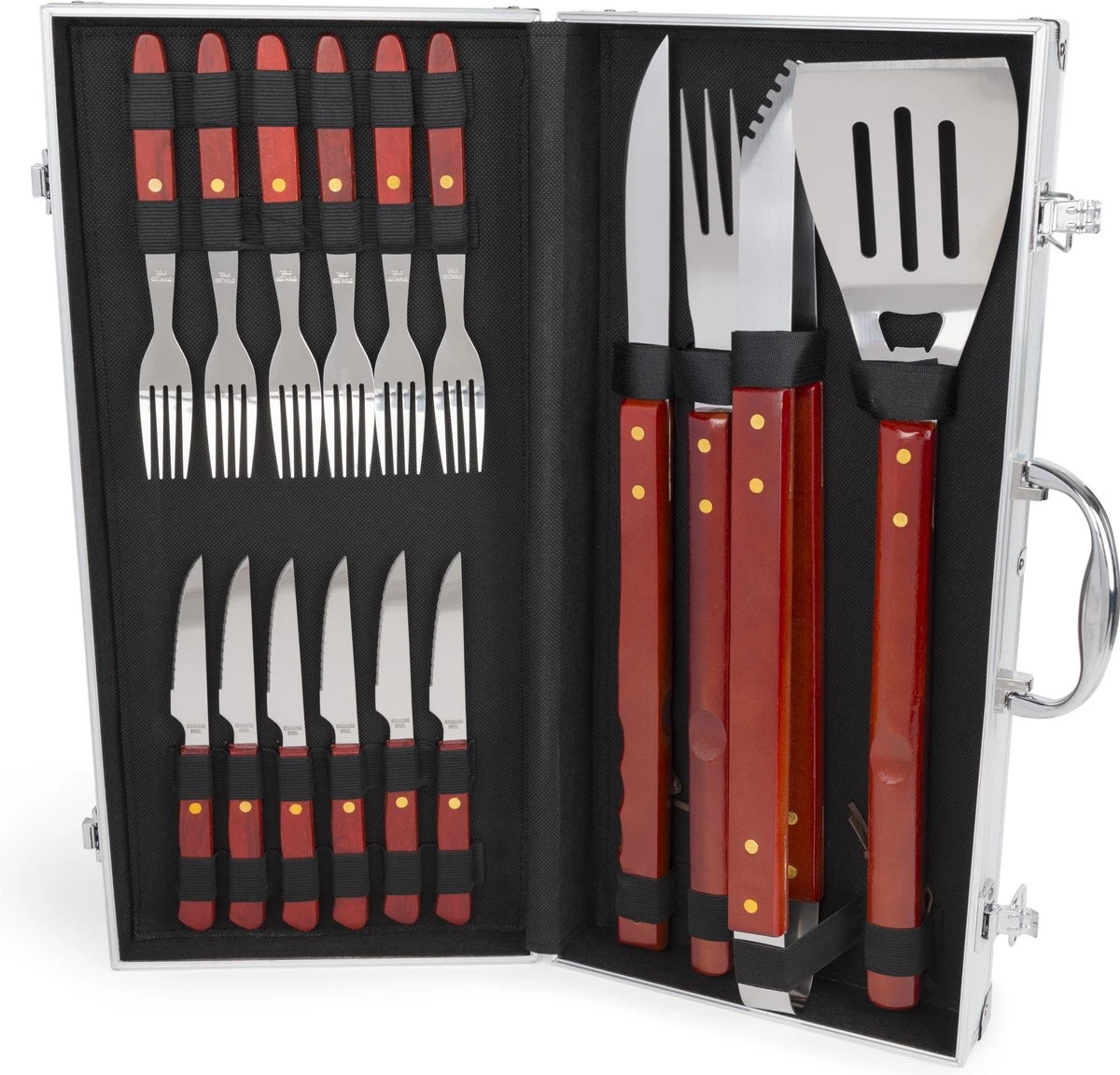 Collection BBQ Couverts De Barbecue En Acier Inoxydable Dans Un Coffret En Aluminium 5 Collection BBQ Couverts De Barbecue En Acier Inoxydable Dans Un Coffret En Aluminium – Image 5