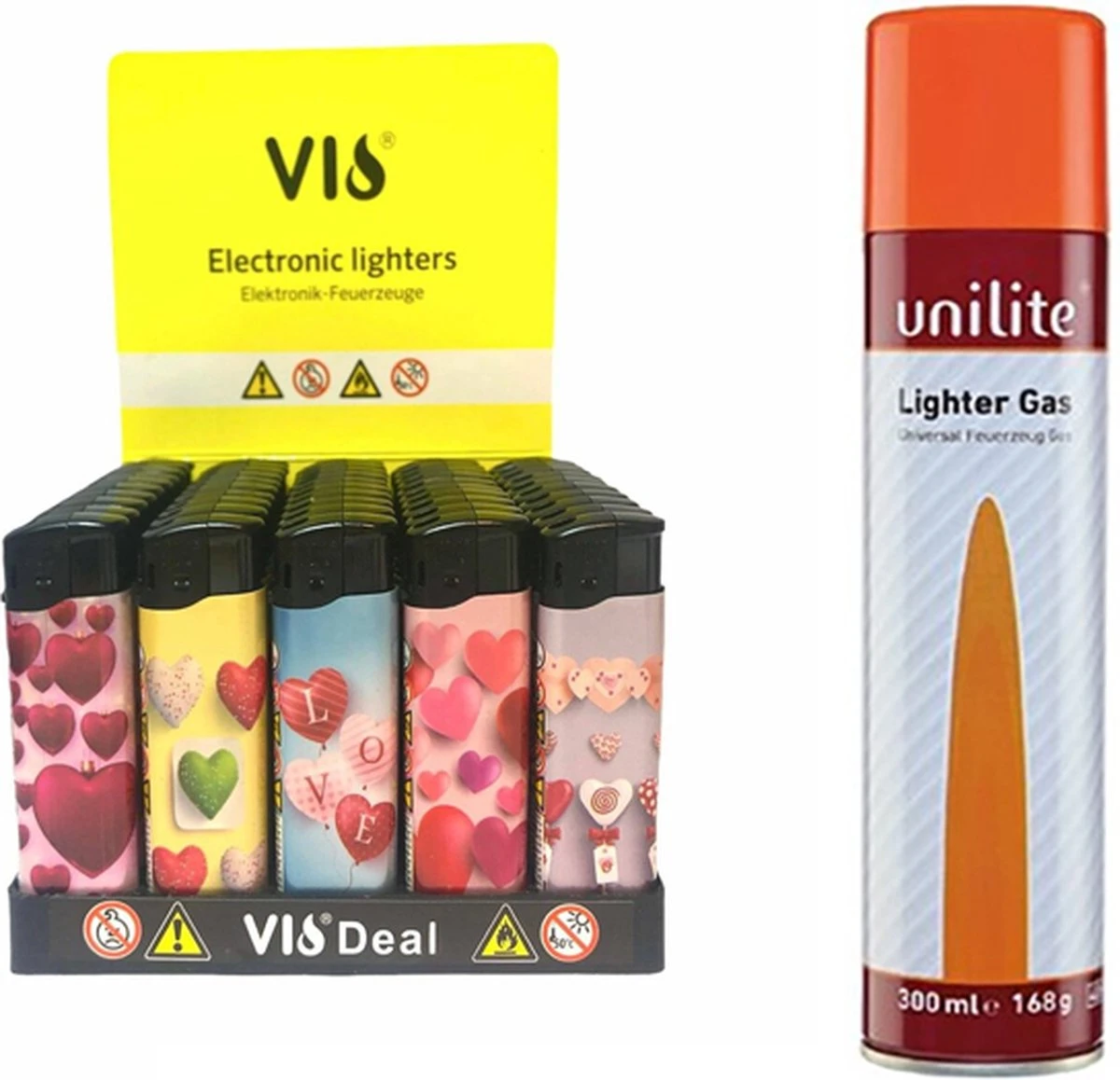 50x Briquets Rechargeables - Unilite - Briquet Clic De Haute Qualité - Avec Imprimé Love / Hearts 1 50x Briquets Rechargeables - Unilite - Briquet Clic De Haute Qualité - Avec Imprimé Love / Hearts