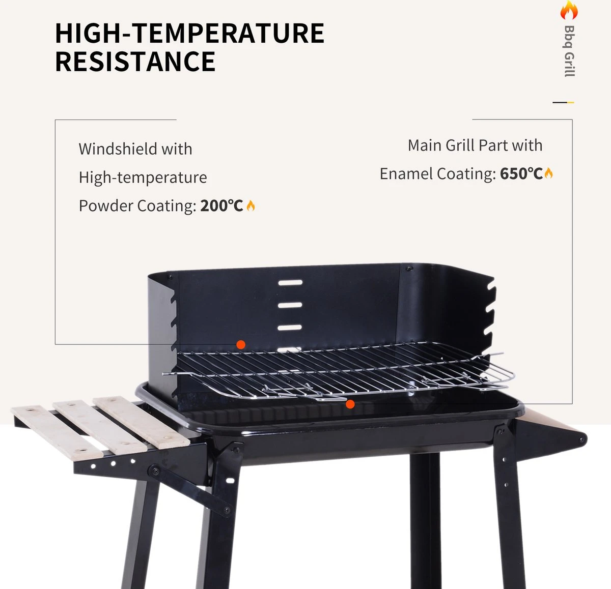 Station De Grillades Sur Chariot Outsunny Barbecue Autoportant Avec Pare-vent 2 X étagère Réglable En Hauteur 846-032 9 Station De Grillades Sur Chariot Outsunny Barbecue Autoportant Avec Pare-vent 2 X étagère Réglable En Hauteur 846-032 – Image 9