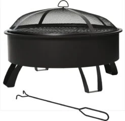 Bol à Feu D'extérieur Outsunny Avec Grille De Cuisson Avec Couvercle Feu Poker Jardin Feu De Camp Patio 842-177 -Grill Feu Maison 1200x1161 2
