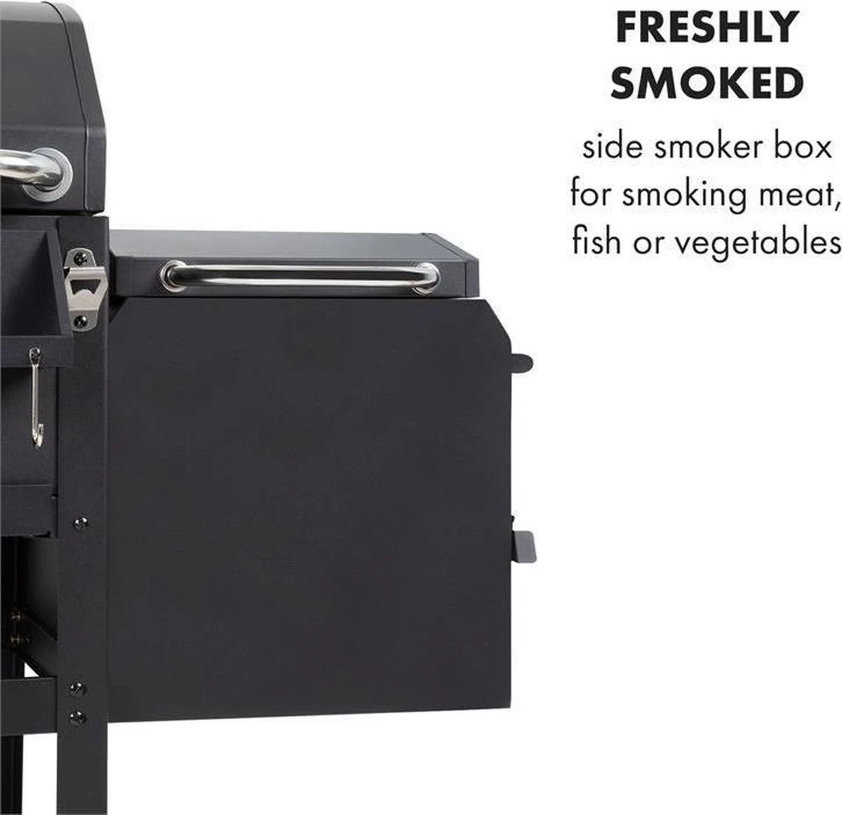 Klarstein Kingsville Double - Combi Fumoir à Charbon & Barbecue à Gaz 13,5kW - 3+1 Brûleurs - 2 Surfaces De Barbecue En Fonte 8 Klarstein Kingsville Double - Combi Fumoir à Charbon & Barbecue à Gaz 13,5kW - 3+1 Brûleurs - 2 Surfaces De Barbecue En Fonte – Image 8