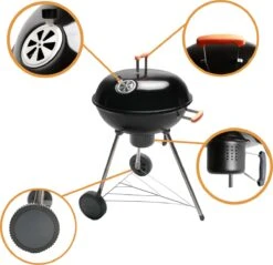 NATERIAL - Barbecue à Charbon PHOENIX ALPHA - 8 Personnes - Ø 57 Cm - H. 97 Cm - Acier émaillé - Zwart - Barbecue Boule -Grill Feu Maison 1200x1163
