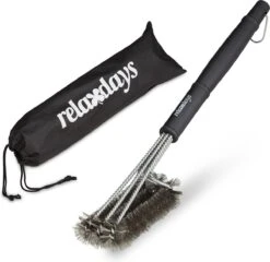 Relaxdays Brosse à Barbecue En Acier Inoxydable - Brosse Métallique Barbecue - Brosse De Nettoyage - Brosse Métallique