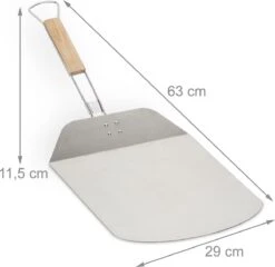 Relaxdays Pelle à Pizza Manche Bois - Pliable - Pelle à Pain Inox - Four Pelle à Pizza -Grill Feu Maison 1200x1166 4