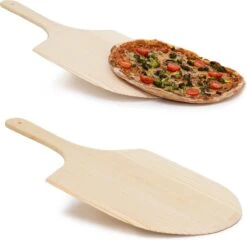 Relaxdays 2 X Pelle à Pizza Bois - Spatule à Pizza - Cuillère à Pain - Cuillère à Pizza - Ronde - Marron